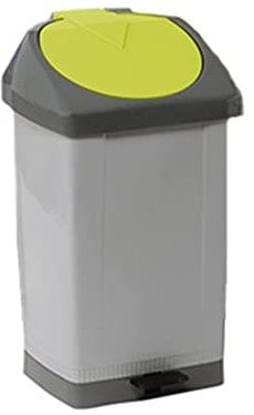 Sunbox - Grey trash can 60L yellow lid with pedal