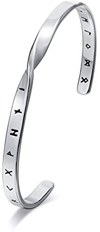 VNOX Viking Cuff Bracelet for Men - Viking Thunder Hammer Cuff Bracelets for Men Boys,Norse Mythology Warrior Symbol Bangle Amulet Talisman Jewelry, 5.9-7.5 inches, Stainless Steel Silver, no gemstone