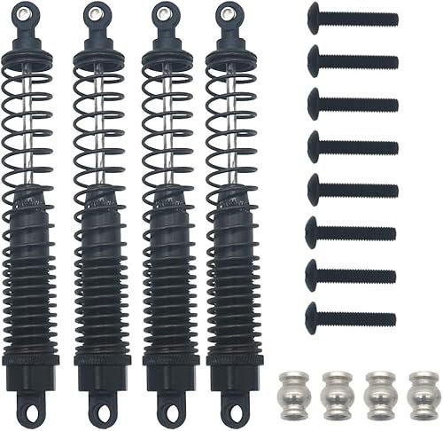 RCAWD Aluminium-RC-Stoßdämpfer-Dämpfer, 130 mm, Öl, verstellbar für RC Auto 1/10 Crawler Truck, verbesserte Hop-Up-Teile, HPI HSP Traxxas Losi Axial Tamiya Redcat Himoto Losi, 4 Stück/Set (schwarz)