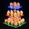 3 Etages Présentoir Cupcake, Ulifeme LED Rechargeable Support de Cupcakes en Acrylique, Affichage de Desserts Carré Transparent - Noël, Mariage, Anniversaire, Fête de Naissance et Fête d'anniversaire
