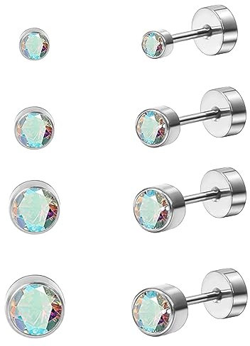ESHIONER G23 Titan Ohrringe Damen Herren Mädchen Silber Schwarz Gold Opal Perle Ohrstecker Gesundheitsstecker Ohrringe kinder Tochter Ohrpiercing Medizinische Titan Ohrstecker für Allergiker