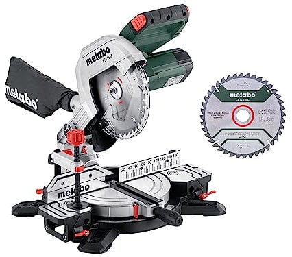 Metabo KS 216 M 610216900 - Set di 2 seghe in metallo duro, con inclinazione della lama per sega, estensioni integrate da tavolo)