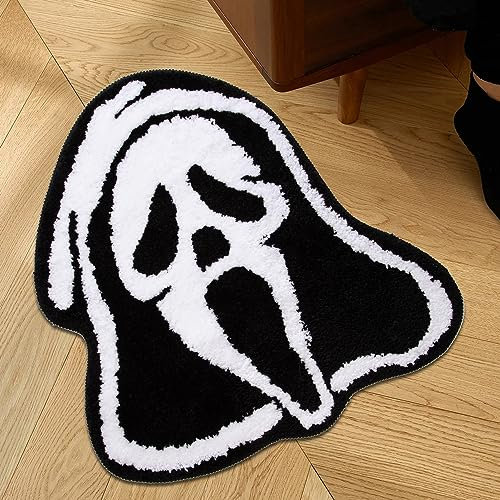 TAOZHIYAO Halloween Fright Night Scream Horror Fußmatten, Ghostface Tufted Teppich Handmade Non Slip Washable Mat, Home Decor Lamm Wolle Teppich New Rug Faux Cashmere Fußmatten
