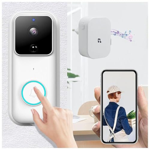 HAZARA Wireless Doorbell Camera With Chime, Enhanced (2.4/5 Ghz) Wifi Battery Doorbell Camera 1080p Hd, Night Vision, 2-Way Audio,170º Wide-Angle, Battery Powered, Support SD/Cloud Storage