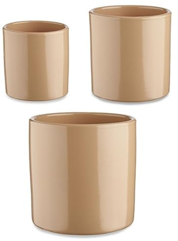 Ibergarden Pflanztöpfe Set 3-teilig Ø 14 cm Ø 22 cm Ø 17 cm Zylinder Beige