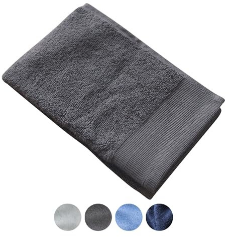 Jean & Len Toalla de Mano de algodón 100% orgánico, en Color Antracita, con cordón para Colgar, Certificado Oeko-Tex y Gots, diseño Moderno y Atemporal, Toallas de Mano 30 x 50 cm