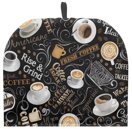 Doojoayie Coffee Pattern Tea Cozy for Teapot, Tea Kettle Cover Insulated Cosy, Novelty Gifts for Women Home Coffee Shop Table Top Decor