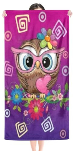 KnorRs 3D-Druck Eulen Motiv Badetuch Groß 100x200 cm, Schnelltrocknend Stranddecke, Mikrofaser Duschtuch, Strandtuch, Handtuch (Y3,90x180cm)
