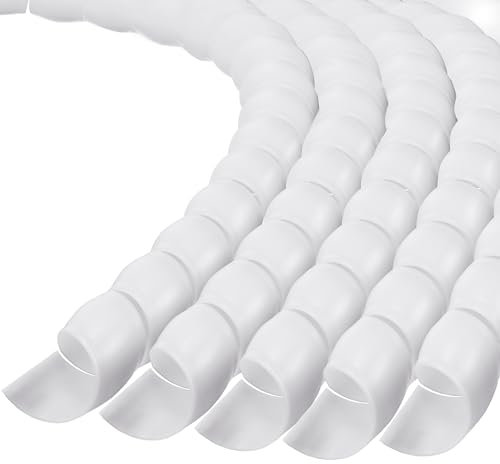 Flutesan Dog and Cat Cord Protector 10 mm Spiral Cable Wire wrap from Pets no chew cat proofing Cords 5 Pcs/Pack for TV Computer Ebike Electrical Wire(49.2 ft,White)