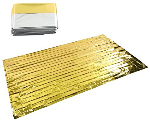 HEEPDD Notfalldecken für den Außenbereich, zweifarbig, isoliert, faltbar, Thermodecke für wilde Erkundungen für Reisen, Notfalldecken, Decken, Gold, Silber, 3 Stück