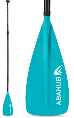 Abahub Sup Paddle Enfants Aluminium 140-178cm Réglable Stand Up Paddle pour Paddleboard, Tige Enduite D’Alliage D’Aluminium Plastique Nylon Lame Gris/Turquoise