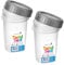 HOMESHOPA Clear Plastic Screw Top Beaker Cups, 2 Pack Airtight Liquid Storage Reusable Leakproof Containers with Twist Lock Lid, 400ml, Freezer Microwave Dishwasher Safe