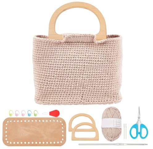 FREEBLOSS Komplettes Häkelset Mit Schritt-für-Schritt Anleitung, Häkeltaschen Starter Set, Basis, Strickset Für Erwachsene, Häkelgeschenk