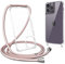 ZTOFERA Crossbody Lanyard Case for iPhone 13 Pro (6.1), Ultra Clear Hard Back with Soft Bumper Protective Phone Case with Strap Adjustable Neck Cord Necklace Shockproof Cover, Rose Gold