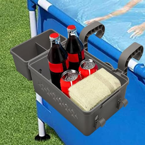 BommFu Pool Aufbewahrungskorb | Pool Korb - Ablagekorb Für Den Pool | Spielzeugkorb Zum Aufhängen Am Pool - Verdickter Aufbewahrungskorb & Getränkehalter Für Den Pool