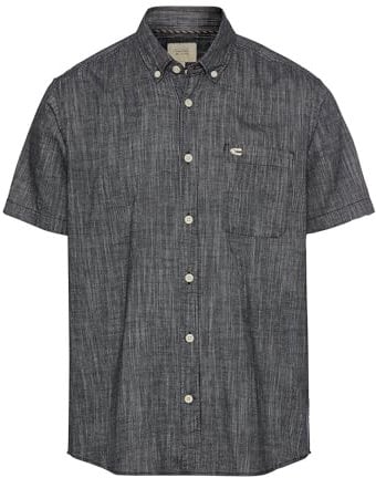 camel active Herren Kurzarmhemd mit Strukturmuster Dunkelblau, Menswear-XL