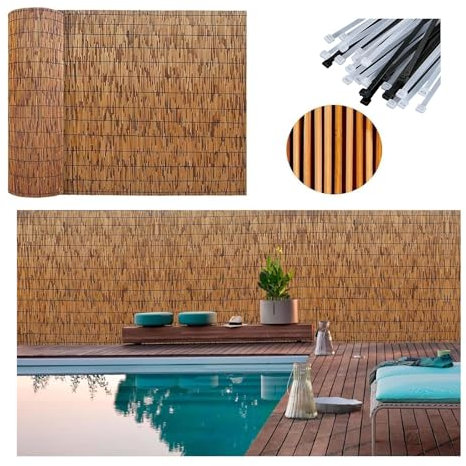 ILiemao Schilfrohrmatte Beach 100x600 180x300 100x300 100x600 Sichtschutzzaun Premium Schilfmatte Sichtschutz Sichtschutzmatte Balkon Sichtschutz Wetterfest Ohne Bohren Seitlich(0.9x3.0 m 3x9.8 ft)