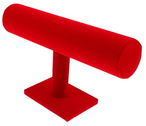 COLLBATH Armbandständer Aus Flanell Mit T-förmigem Halter Stabiler Sockel Schmuckhalter Für Uhren Und Armbänder Roter Schmuck Organizer Für Zuhause