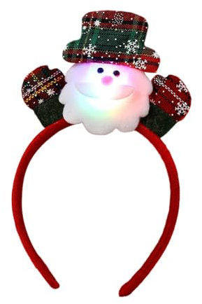 Bandeaux de Noël Lumineux pour Enfant et Adulte, Serre-tête LED à Thème Père Noël, Bonhomme de Neige, Renne