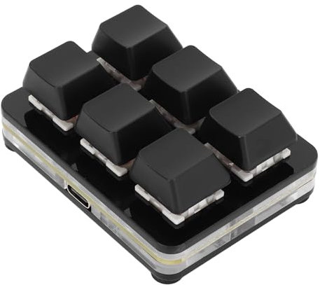6-Tasten-Gaming-Tastatur, USB-Klein-Tastatur, Programmierbare Makro-Tastatur, Mechanische RGB-Tastatur, 6 Tasten, Einhand-USB-PC-Tastatur für Game Office (Black)
