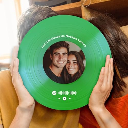 Transparent Gift Placa Spotify Disco de Vinilo Personalizada con Foto y Texto Colores. Regalos Personalizados Familia, Amigos, Pareja. Regalos Originales de Cumpleaños. Cuadros Personalizados con Foto
