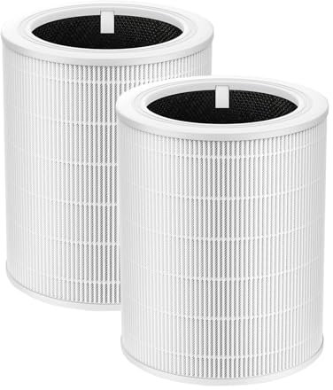 CERO 2 Pack Replacement Filter for LEVOIT Core 600S, 3-in-1 Core 600S Filter for LEVOIT, High Efficiency Activated Carbon for Large Room, Compared to Part Core 600S-RF, Core 600S-P, White