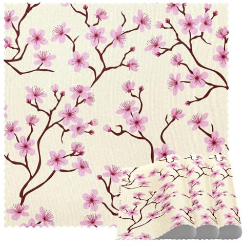 LVTISEE Set di 4 tovagliette quadrate con fiori di pesco rosa, resistenti al calore, resistenti alle macchie, per tavolo da pranzo e cucina, 30,5 x 30,5 cm