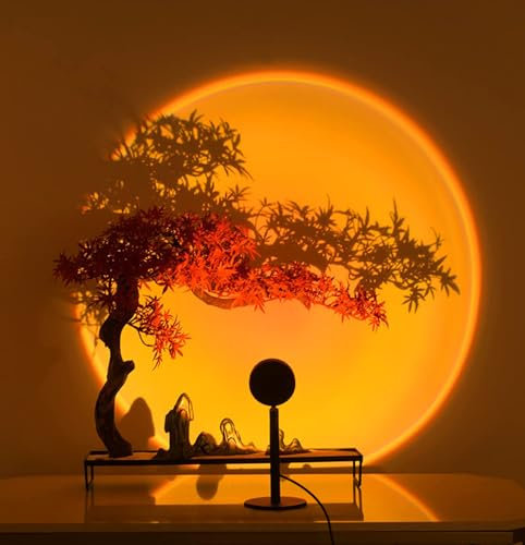 GY Sunset Lamp, 4 Couleurs Lampe Coucher de Soleil, Port USB Sunset Projection Light, Lumière Ambiance Rotative de 180°, Lampe Selfie, Idéal pour Photos, Fêtes et la Décoration de la Salle