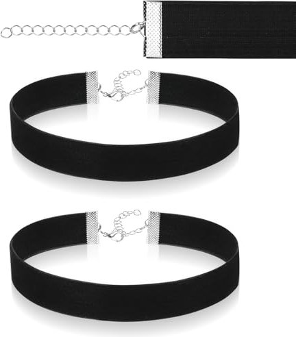LLOUSSAK 2 Stück Schwarze Choker für,Klassische Velvet Halskette,Verstellbare Gothic Halskette,Choker Damen,für Weihnachten,Halloween,Rollenspiel,Geburtstagsparty