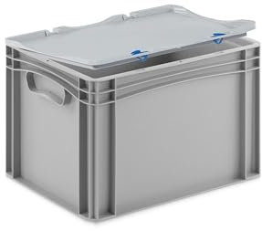 DIE BOX FABRIK Stabile Aufbewahrungsbox mit Deckel stapelbare Plastikbox Kunststoffbox Kiste in 12 Größen für Anwendungen wie Haushalt, Lager, Transport oder Industrie (40x30x28 cm)