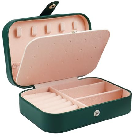 MultiValue Scatola Di Gioielli Portatile, Portagioie Donna Di Grandi Dimensioni, Scatola Di Gioielli In Pelle, Verde