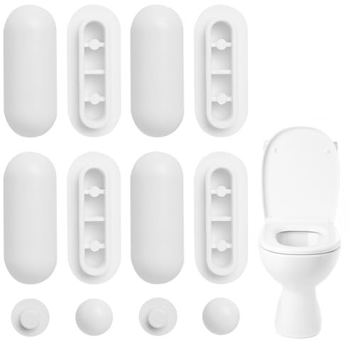 Annlpoy 12pcs tavoletta paracolpi sedile wc accessori tampone copriwater,Paracolpi in Plastica ABS,Compatibili con Sedili Rotondi e Allungati, per Casa, Ufficio e Hotel, Facile Installazione