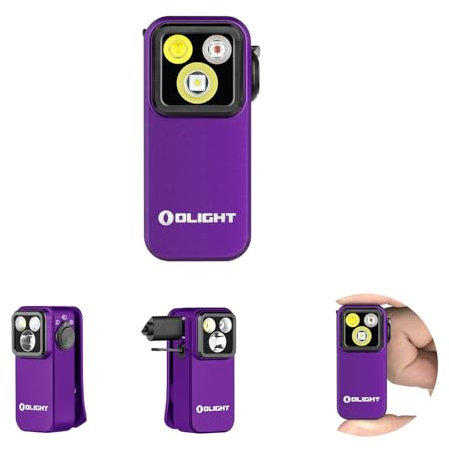 OLIGHT Oclip Pro 500 Lumens 3 Light Sources Clip on Torch, USB-C Rechargeable EDC Lamp with Magnetic Base, Compact LED Flashlight for Working, Cycling, Running, and Safety Warning (Purple)