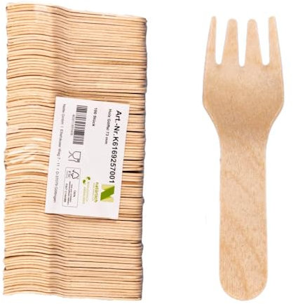 100 x Wooden Spork Disposable Wooden Fork 7.3cm Long Biodegradable Disposable Cutlery Natural Sturdy Eco Friendly