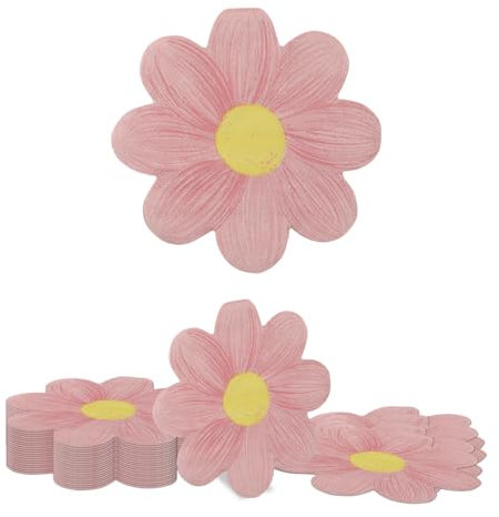 Kotkiddy Pack mit 20 Servietten Kornblume Servietten Blumen Farbenfrohe Servietten Sommer Party Servietten Blumenförmige Servietten Kornblume Dekorative Servietten (Rosa Rot)