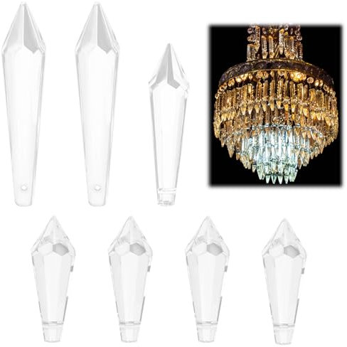 Kristallset 7 TLG. 'Spitzen' 38-63mm Crystal, Feng Shui Suncatcher Regenbogenkristalle, Dekoration für Fenster und Räume