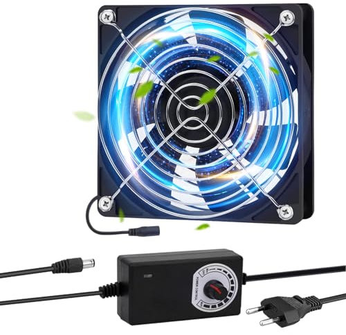 yivom PC Gehäuselüfter 120mm PC Ventilator mit Variabler Geschwindigkeit Lüfter 120mm für Computer Laptop, TV Box, Router, Schwarz, 3000RPM