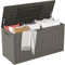 DWVO Outdoor Garden Storage Box|300L 115x46.8x58cm|Waterproof||Securely Lockable|Side Carry Handles|All Weather Resistant|Patio Resin Deck Box for Pillows, Equipment,Shoe(Taupe)