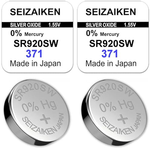 Lot de 2 Piles Bouton SR920SW (371) – 1.55V – pour Montres et Appareils Électroniques – Fabriquées au Japon – Longue Durée – Compatibilité Étendue