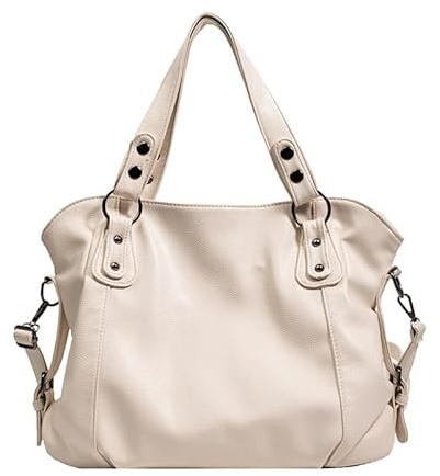 Coolives Damen Schultertasche mit Schultergurt Shopper Handtasche Damenhandtasche Henkeltasche aus PU-Leder Hobo Tasche Damentasche Umhängetasche Taschen für Frauen Mutter Weiß