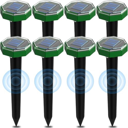 Gzaodao Ahuyentador de Topos Solar 8 Piezas, Anti Topos según la Norma IP65 y Aptos para su Uso en Exteriores para ahuyentar Topos