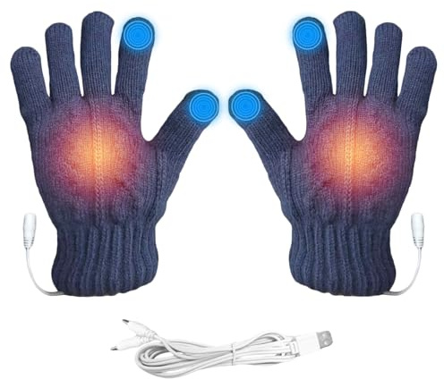 USB Elektrische Beheizte Handschuhe, Touchscreen Winterhand Wärmende Handschuhe für Damen und Herren Waschbares Stricken Handschuhes Drinnen und Draußen Heizung Volle Hände Handschuhes