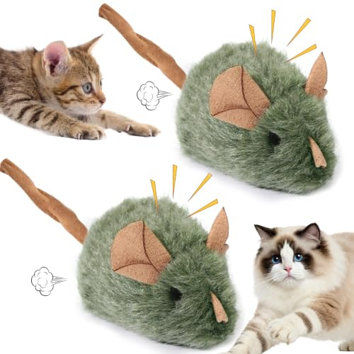 Interaktive Katzenspielzeug, 2 Stück Katzenspielzeug Kitten, Spielzeugmäuse | Lustige Quietsch Katzen Spielzeug, Simulierter Spielzeugmäuse, Elektrische Mauskuscheltier, Spielmäuse Spielzeug für Katze