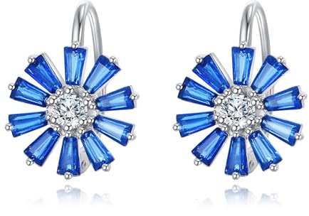 Saphir Ohrringe 925 Sterling Silber blaue Blumen Bügel Ohrringe Vintage Schmuck Geschenk für Damen