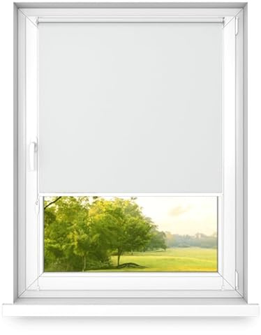 time4blinds - Verdunklungsrollo ohne Bohren - Verdunkelungsrollo, Rollo Verdunkelung, Thermorollo - 3 Arten der Montage, Silberne Thermobeschichtung - Arktisch Weiß, 700x1200mm, Rechts
