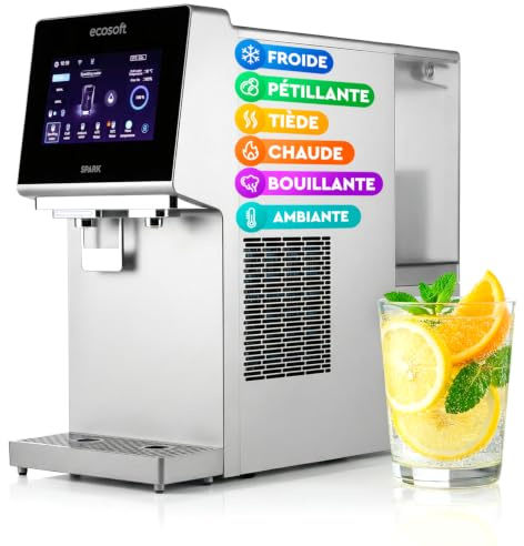 Ecosoft Spark Umkehrosmose Wasserspender | 4-Stufige Filtrierung, UV-Reinigung, Touchscreen & WLAN-App-Steuerung, Sprudel- Kalt- und Heißwasser