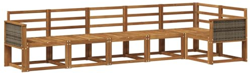 vidaXL Outdoor-Sofagarnitur 6 pcs Natur Massivholz Akazie, Garten, modernes, wetterfestes Ecksofa, Sitzgelegenheit für draußen, Terrassenmöbel, entspannendes Set