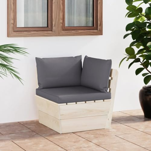 Cartvyn Garten-Paletten-Ecksofa mit Kissen imprägniertem Fichtenholz für wetterfeste Lounge, modulare Sitzgruppe für Terrasse und Balkon, Outdoor langlebiges Möbelset mit Polstern