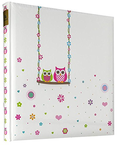 goldbuch 27043 Kinderalbum Eule, Album 30 x 31 cm, Fotoalbum 60 weiße Seiten mit Pergamin-Trennblättern, Fotobuch Kunstdruck laminiert, Babyalbum Weiß