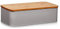 Zeller 25376 Brotkasten m. Bambusdeckel, Metall, Matt Taupe, Circa. 42.5 x 23 x 13 cm